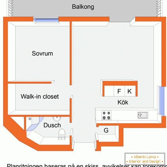 Планування невеликої однокімнатної квартири