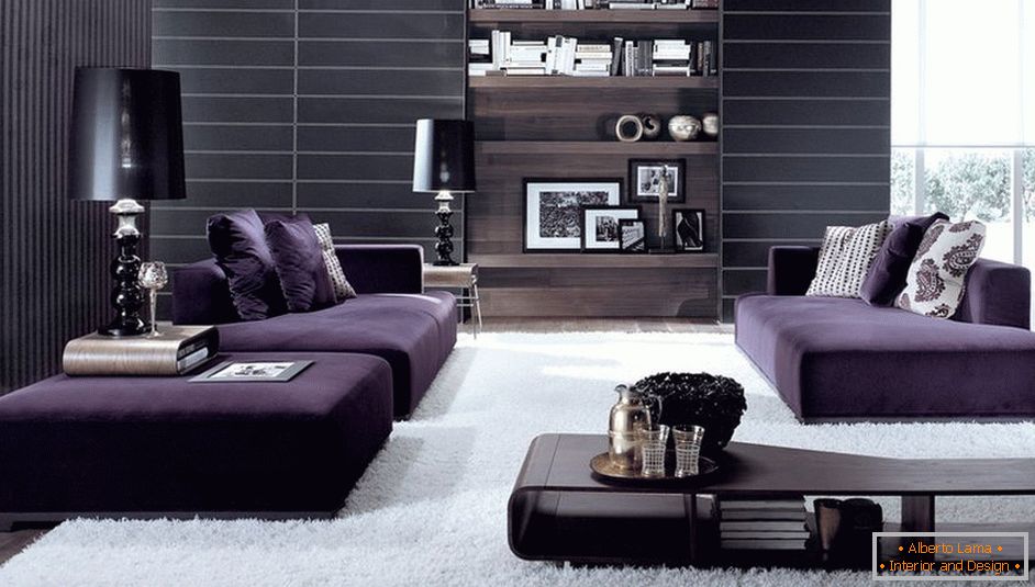 Фіолетова меблі в вітальні