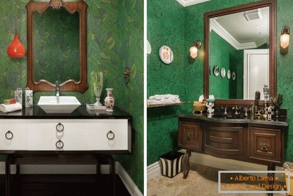 Красиві інтер'єри кімнати з темно-зеленими шпалерами