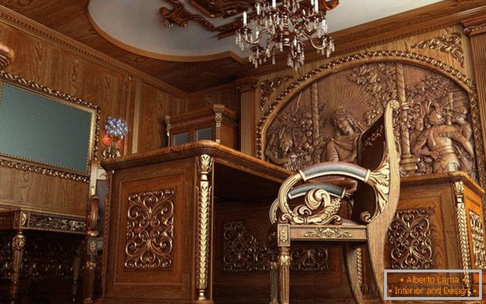 Робочий кабінет у стилі бароко з правильно підібраною меблями. Меблі від справжніх італійських виробників.