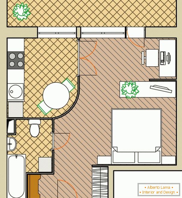 Планування квартири для двох дорослих з кабінетом