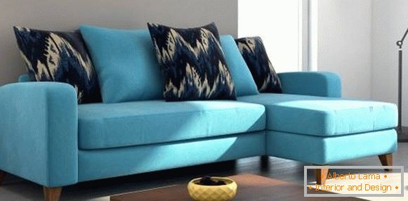 Маленький кутовий диван фото в синьому кольорі