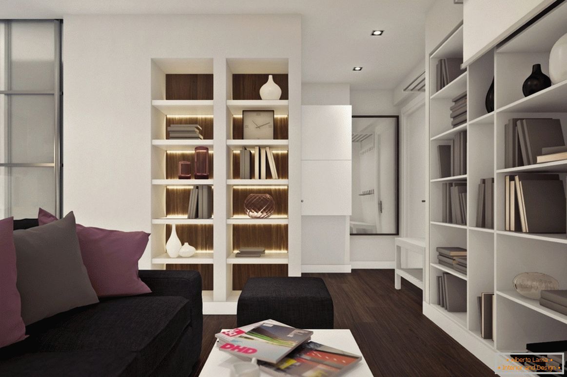 Дизайн маленької квартири-студії з ліловими акцентами - фото 2