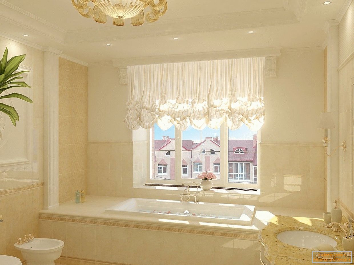 Світлі стіни у ванній в класичному стилі