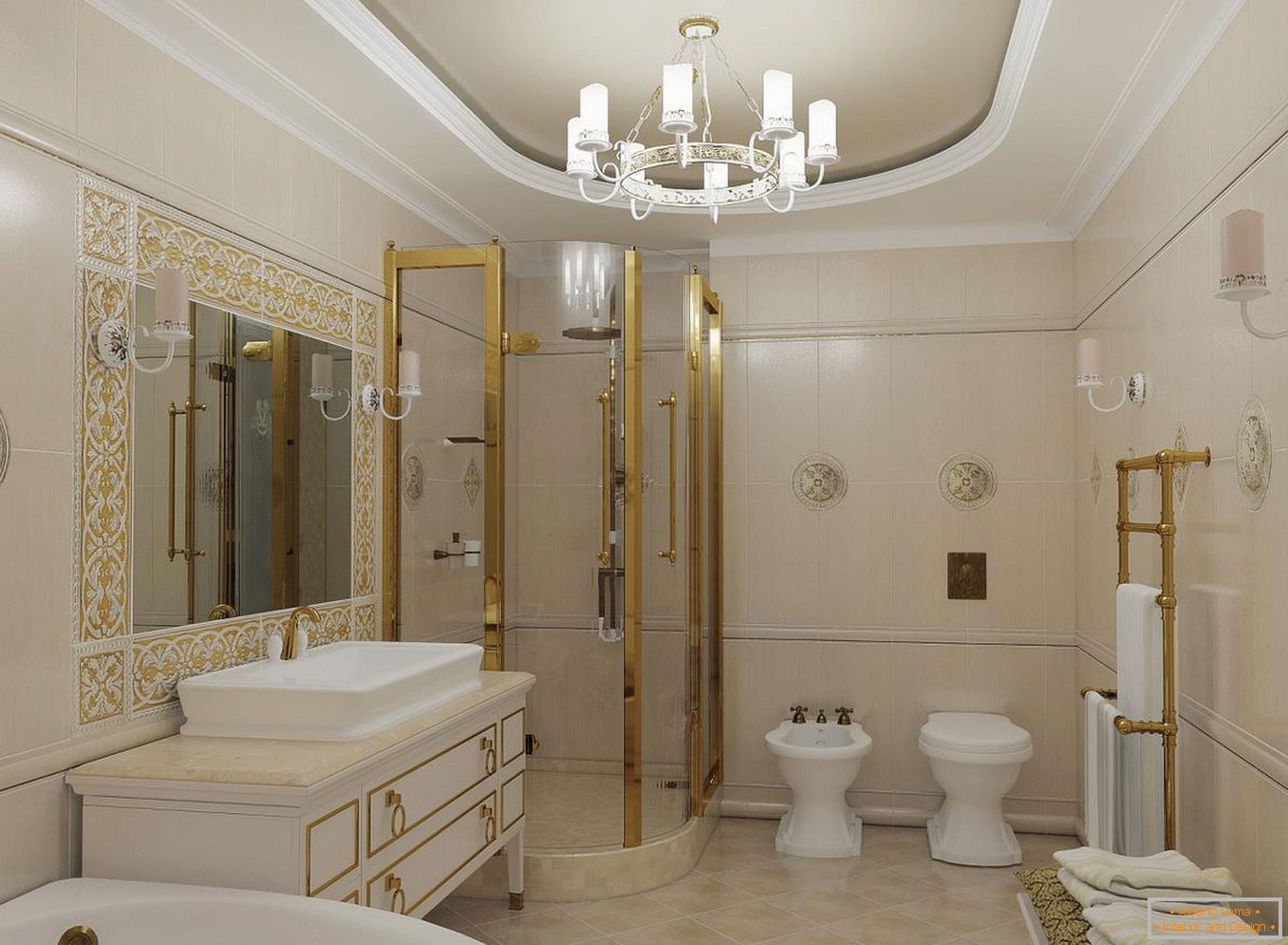 Душова кабіна в ванной в классическом стиле