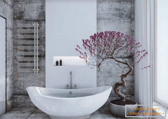 Плитка для підлоги і стін у ванній в стилі лофт - фото в інтер'єрі