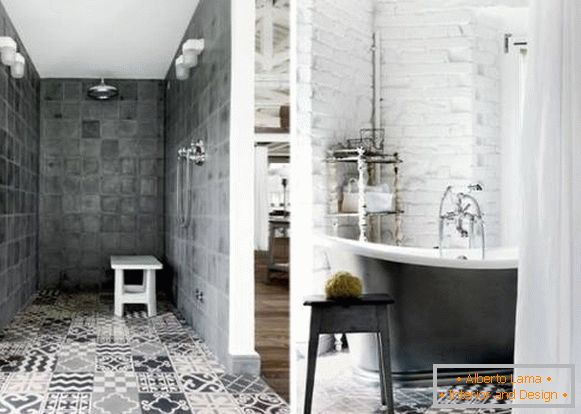 Дизайн ванної в стилі лофт - фото ідеї для плитки