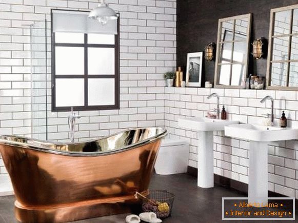 Luxury дизайн ванной в стиле лофт - фото