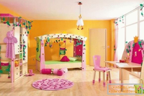 Сучасні шпалери для дитячої кімнати для дівчаток - фото в інтер'єрі