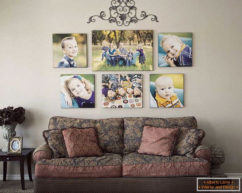 сімейні фото на стене в интерьере