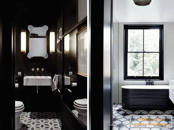 Стильний дизайн ванної та туалету в чорному кольорі
