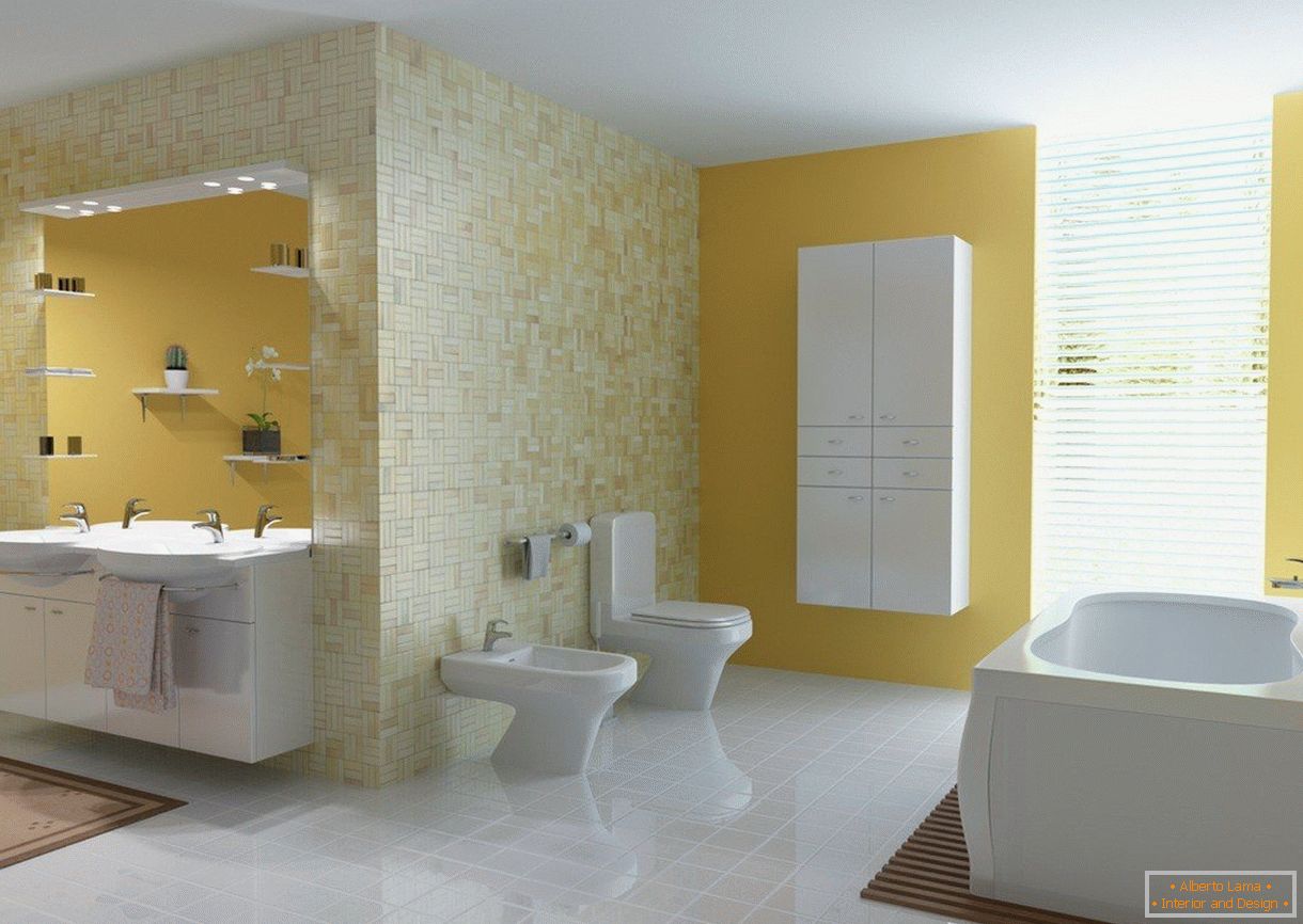 Жовто-біла ванна кімната